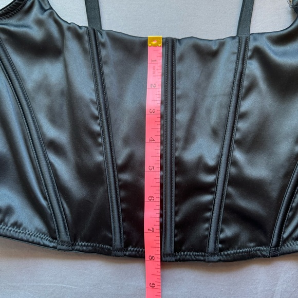 Auden tank womens large corset spaghetti strap satin cropped black - Picture 8 of 8